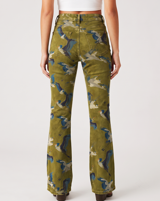 Herons of the Frontier Bootcut Jeans – Back View – Riley – olive green