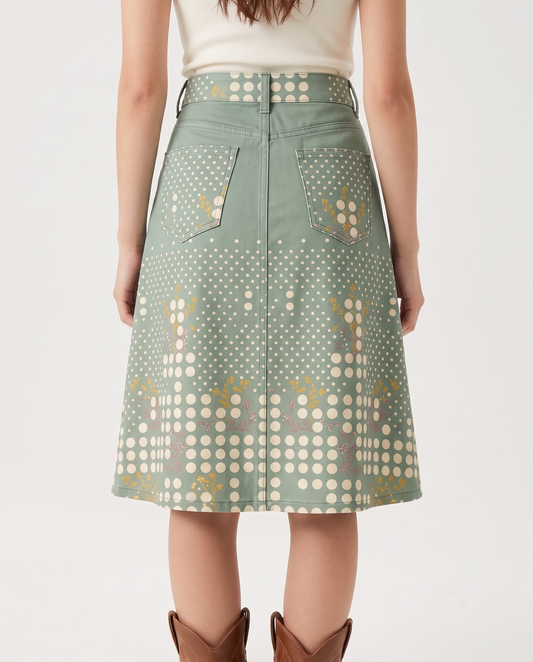 Mint Florals RB-SKT03 – Back View – Jessie – Mint Green