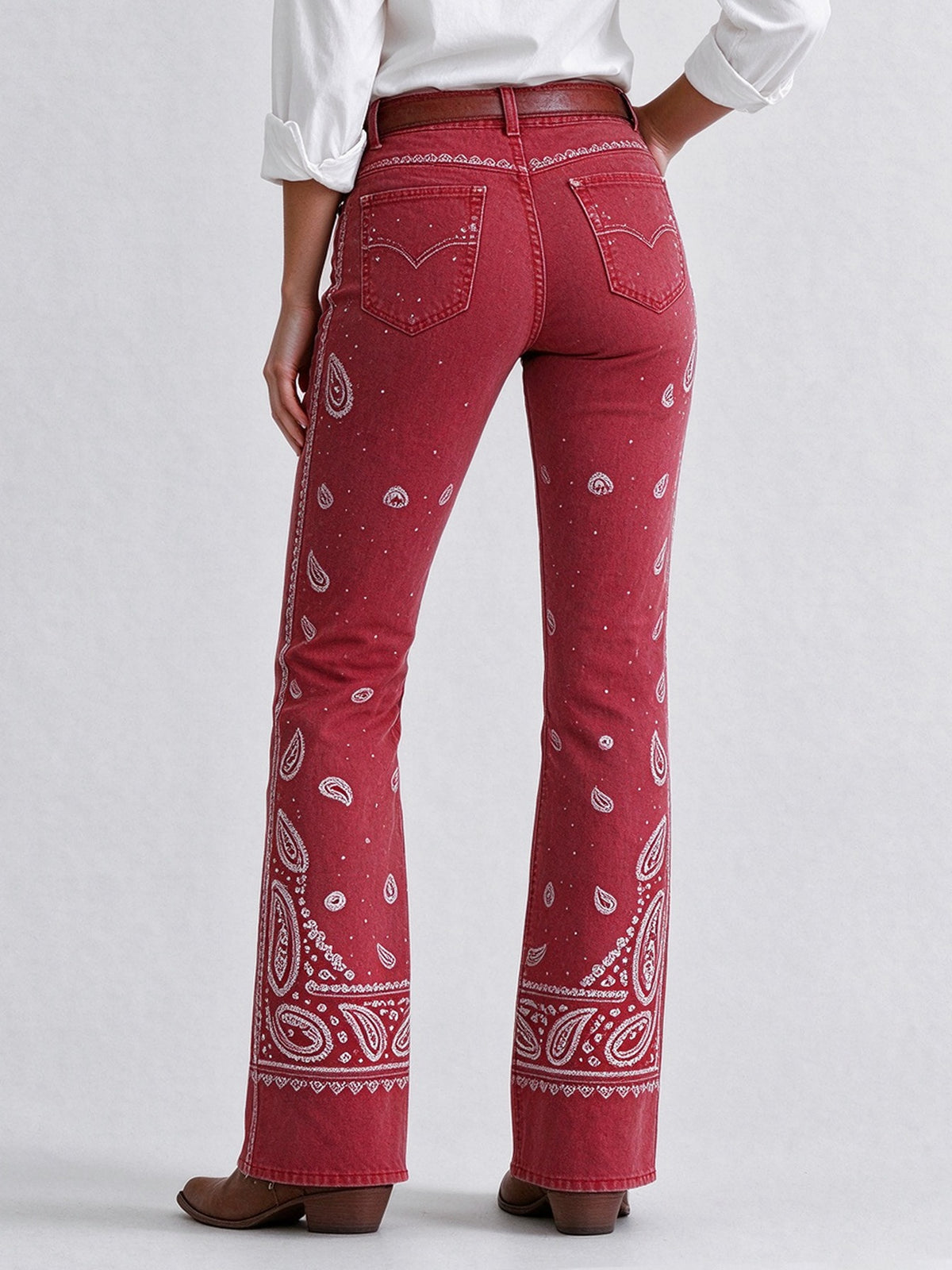 Rodeo Rose Bandana Low-Rise Bootcut Jeans