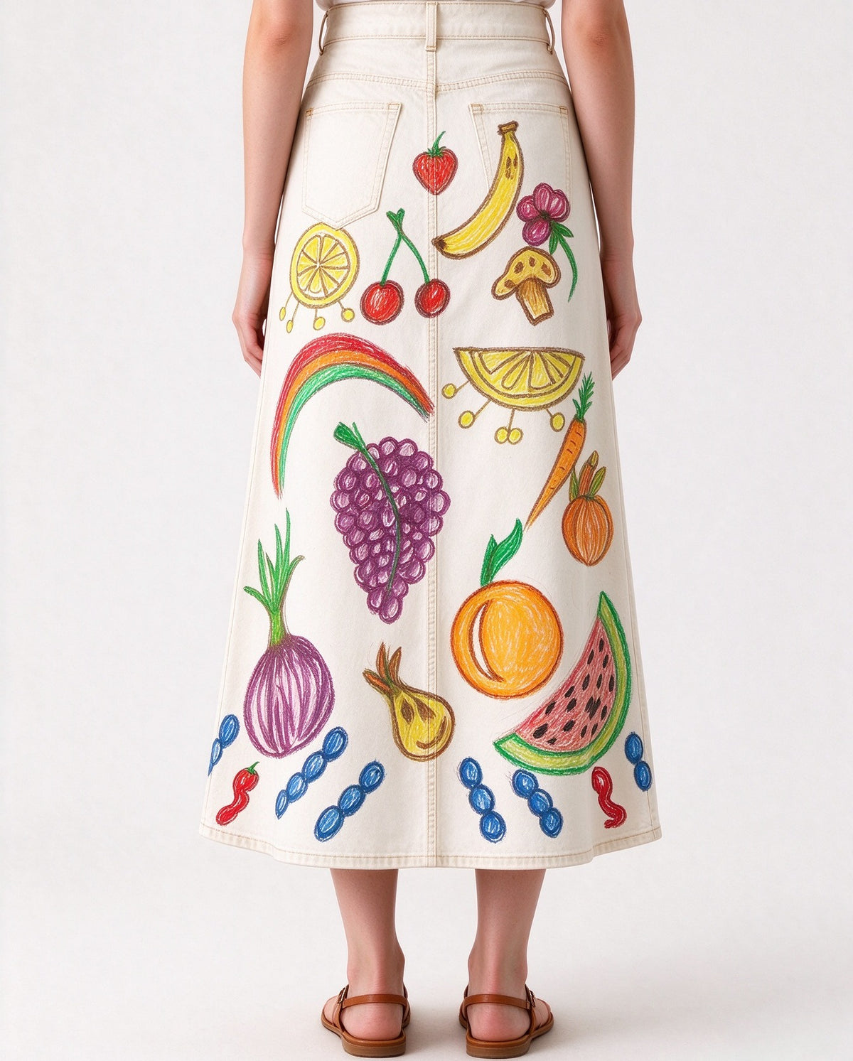 Prairie Orchard Ankle-Length Denim Skirt