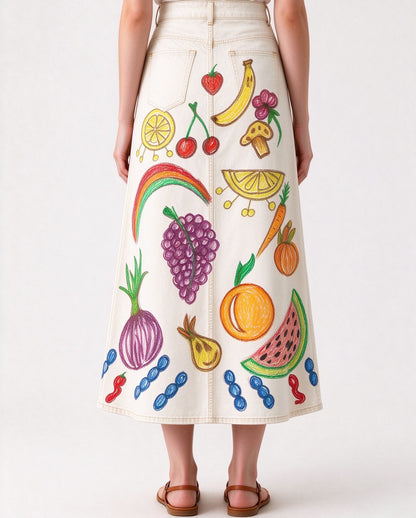 Prairie Orchard Ankle-Length Denim Skirt