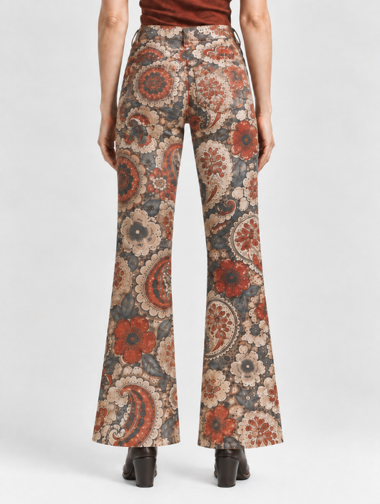 Desert Bloom Terracotta Bootcut Jeans – Back View – Riley – Terracotta