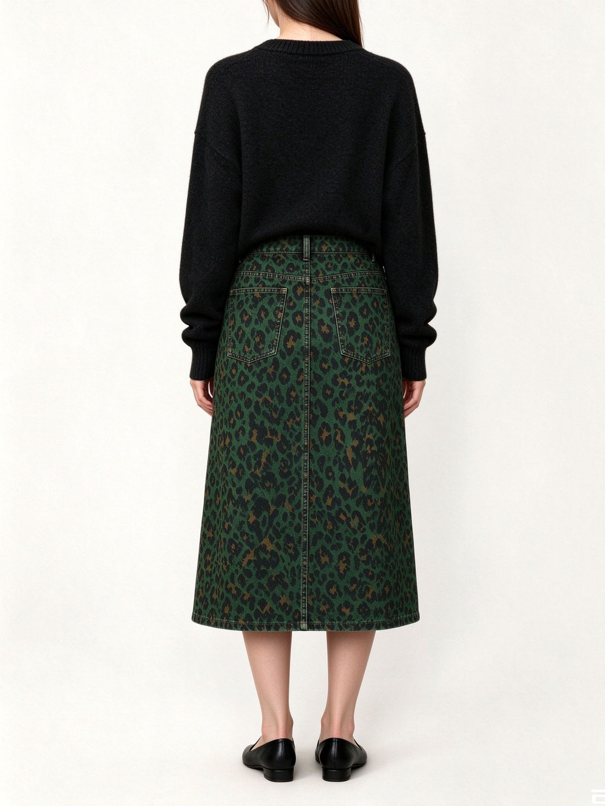Desert Leopard Ankle-Length Denim Skirt