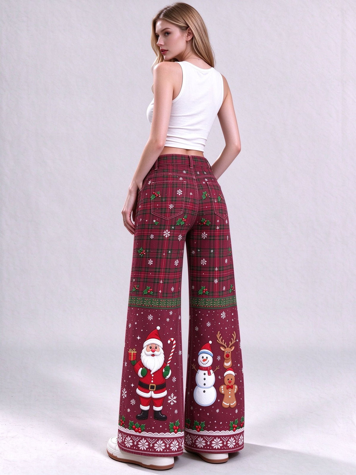 Rodeo Santa Tartan Wide-Leg Jeans