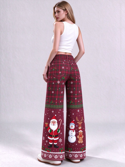Rodeo Santa Tartan Wide-Leg Jeans