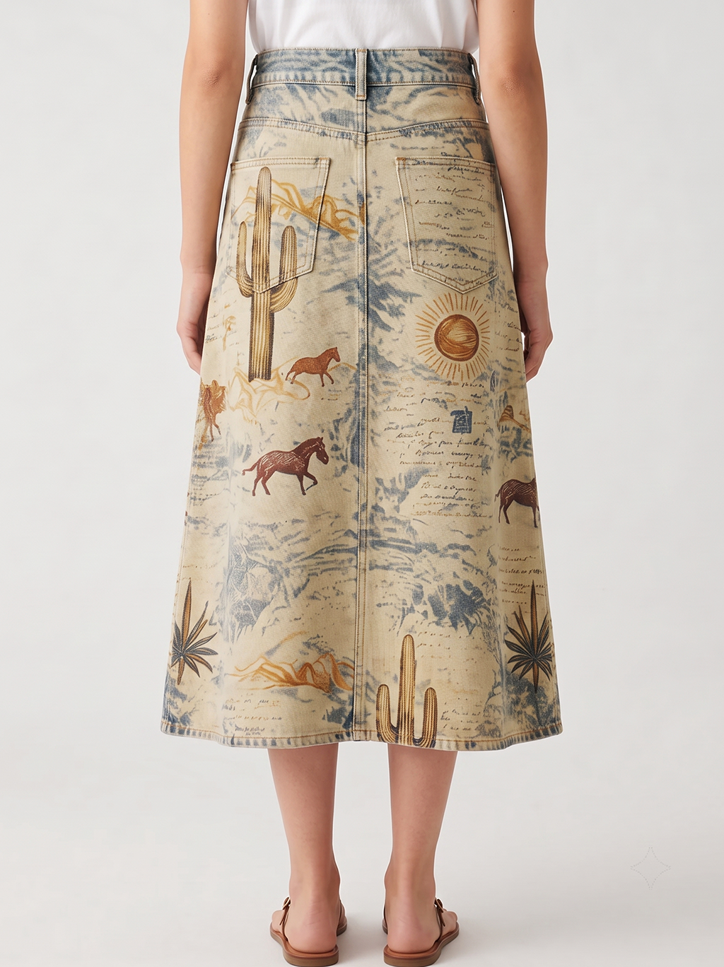 Sunset Sage Beige RB-SKT10 – Back View – Jessie – Beige, Blue