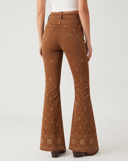 Jade Floral Spray Bootcut Jeans – Back View – Riley – Medium Blue