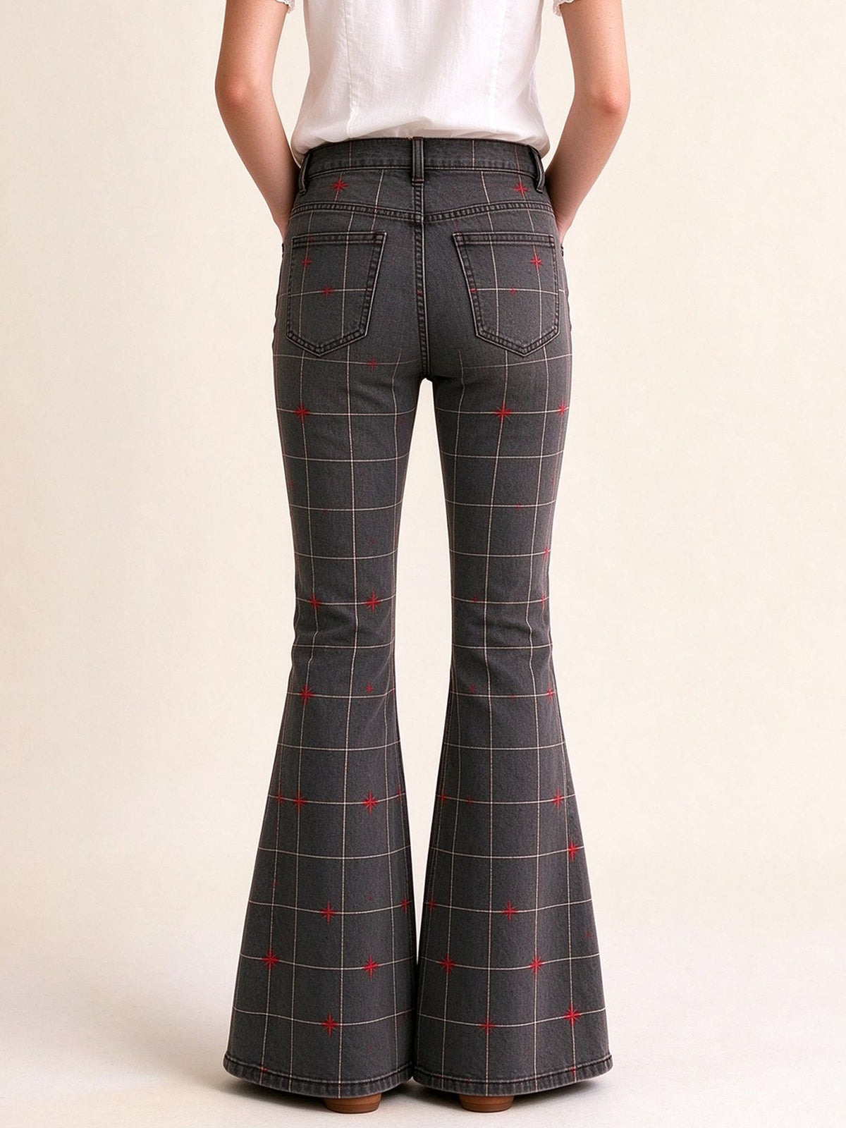 Prairie Star Check Flare Jeans