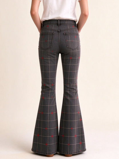 Prairie Star Check Flare Jeans