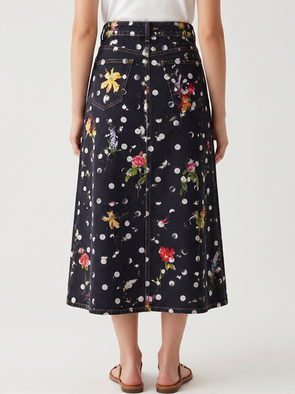 Cactus Bloom Navy RB-SKT10 – Back View – Jessie – navy