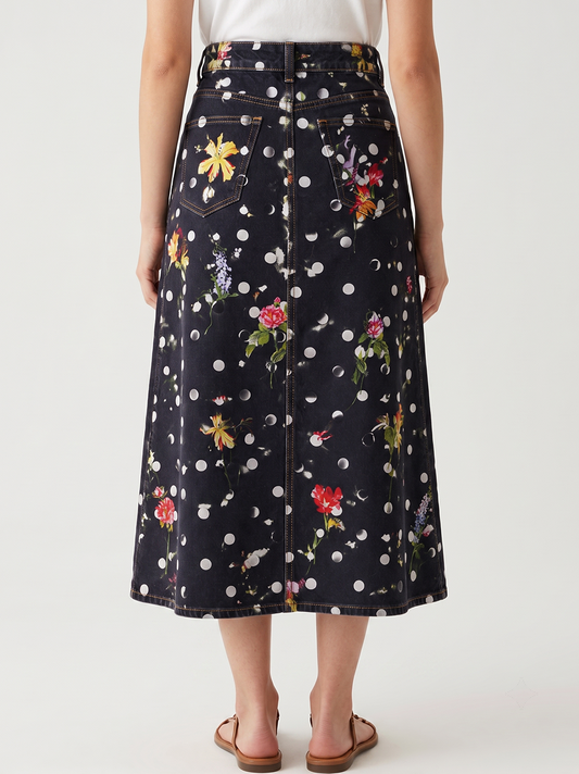 Cactus Bloom Navy RB-SKT10 – Back View – Jessie – navy