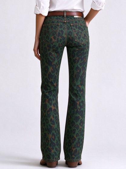 Mustang Leopard Low-Rise Bootcut Jeans