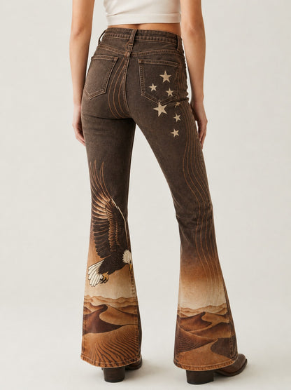 Desert Soar Brown Bootcut Jeans – Back View – Riley – brown