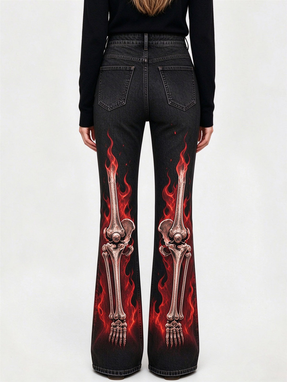 Flame Bone Bootcut Jeans