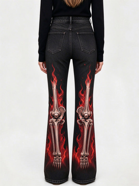 Flame Bone Bootcut Jeans