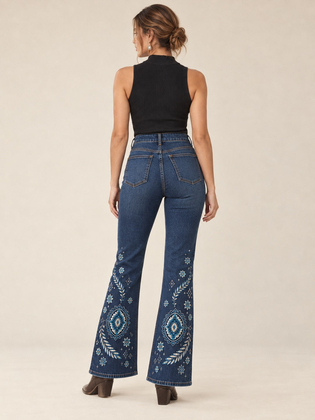Desert Bloom Bootcut Jeans – Back View – Riley – indigo