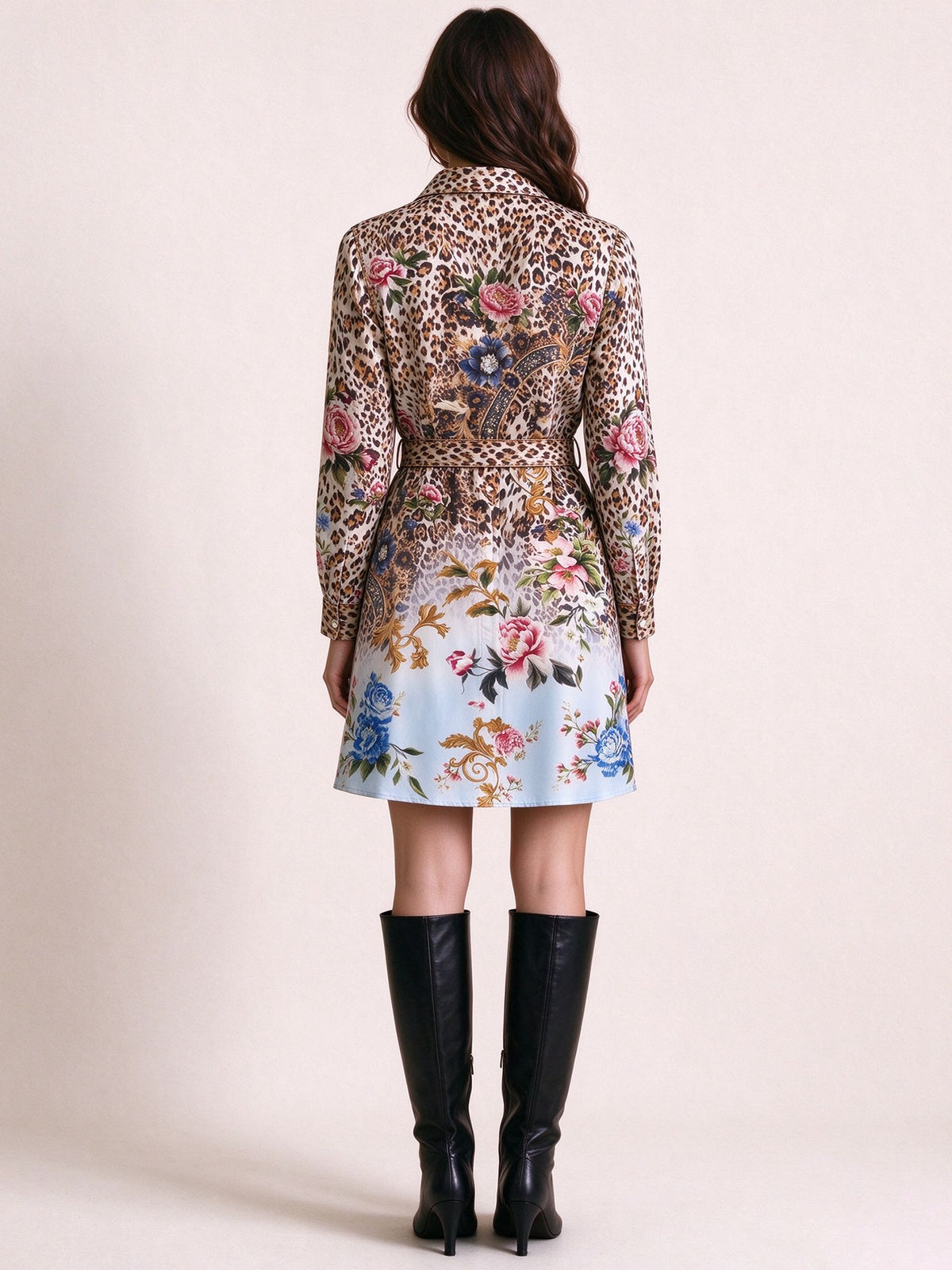 Wildflower Leopard Belted Shirt Dress