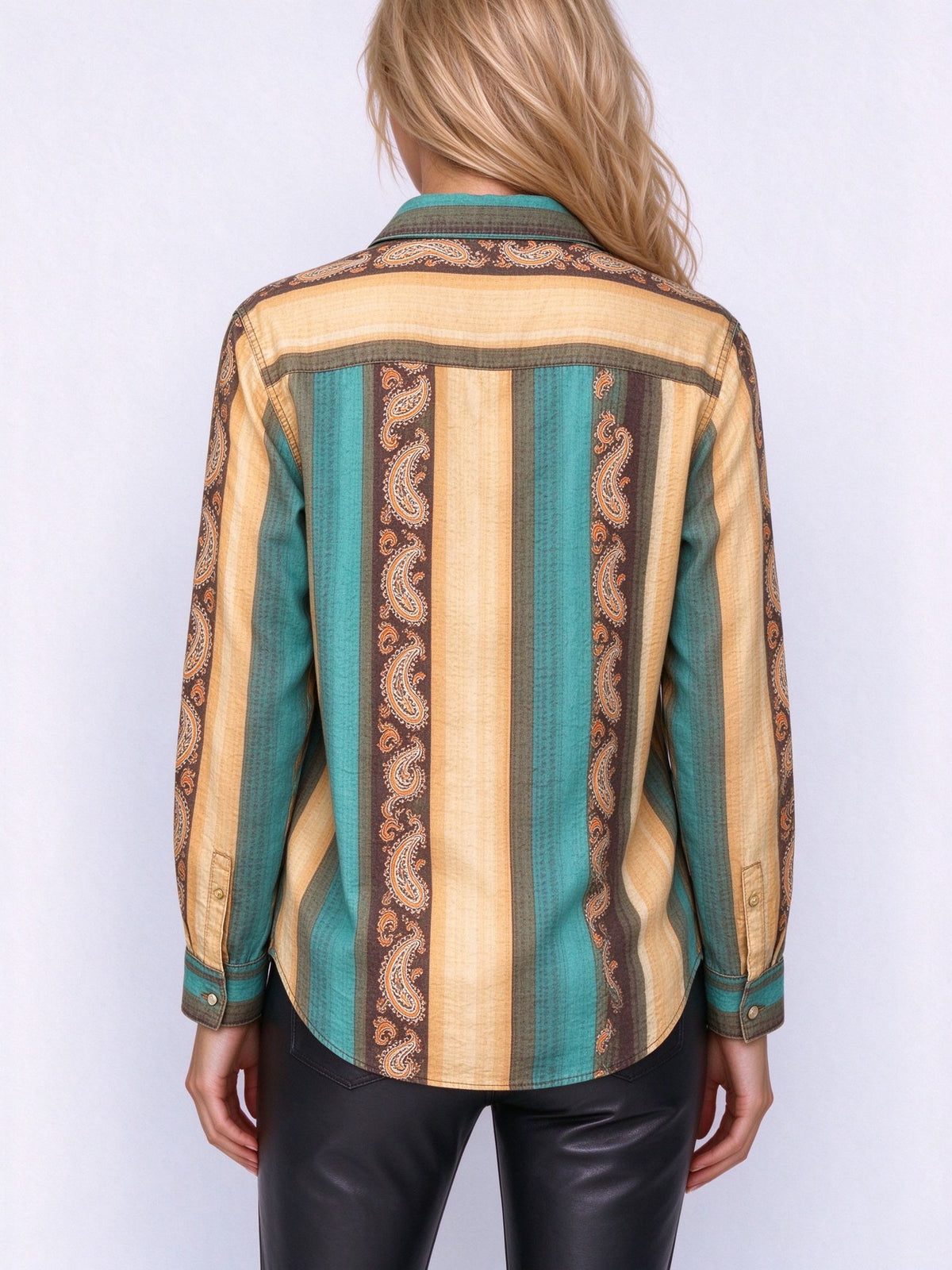 Desert Serape Trails Long Sleeve Denim Shirt