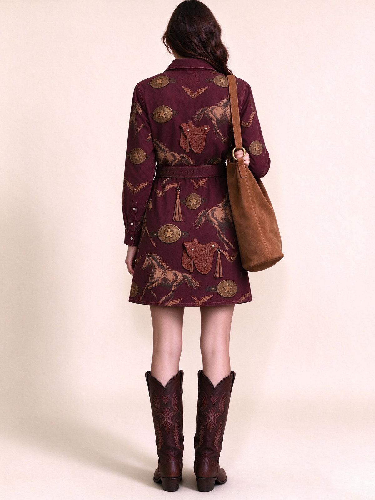 Crimson Lasso Belted Shirt Dress