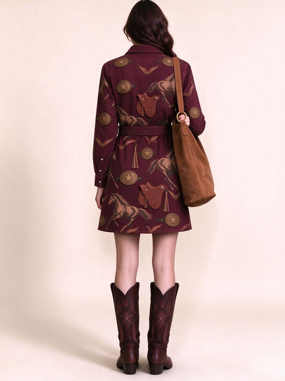 Crimson Lasso Belted Shirt Dress