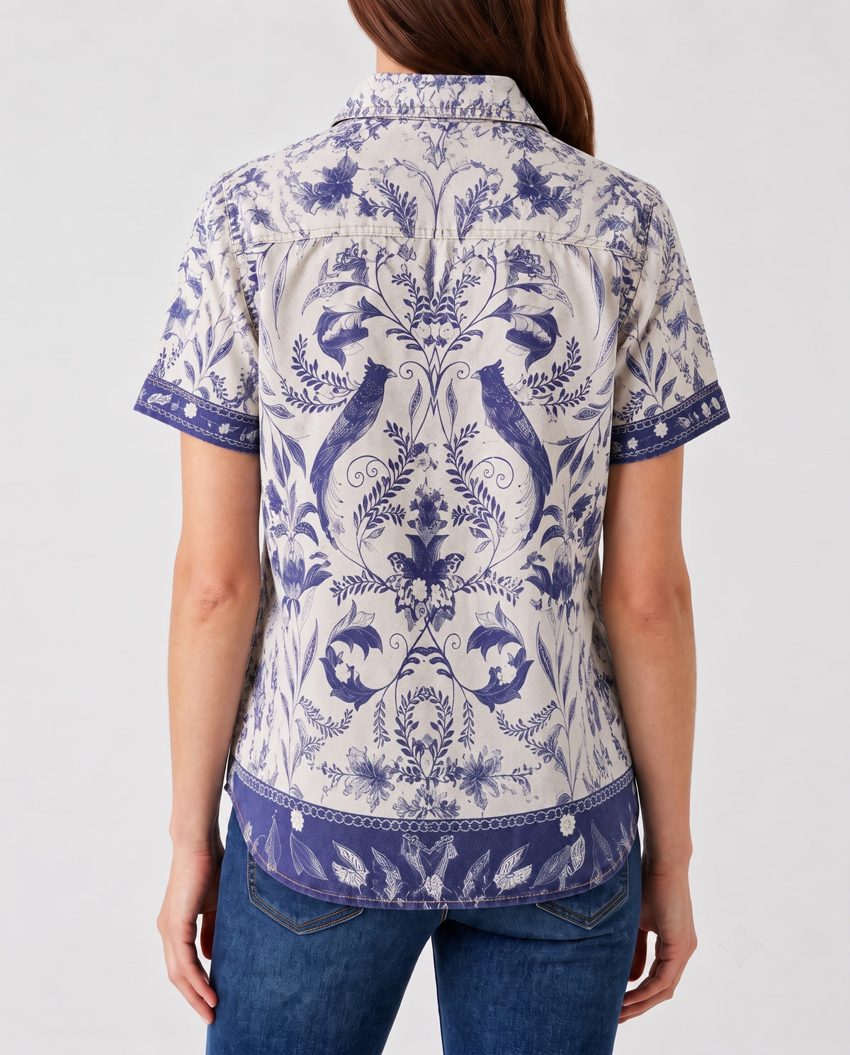 Bluebird Rodeo RB-TOP15 – Back View – Riley – blue, white