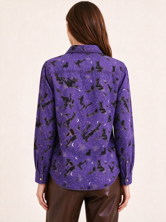 Witch's Flight Long Sleeve Denim Shirt