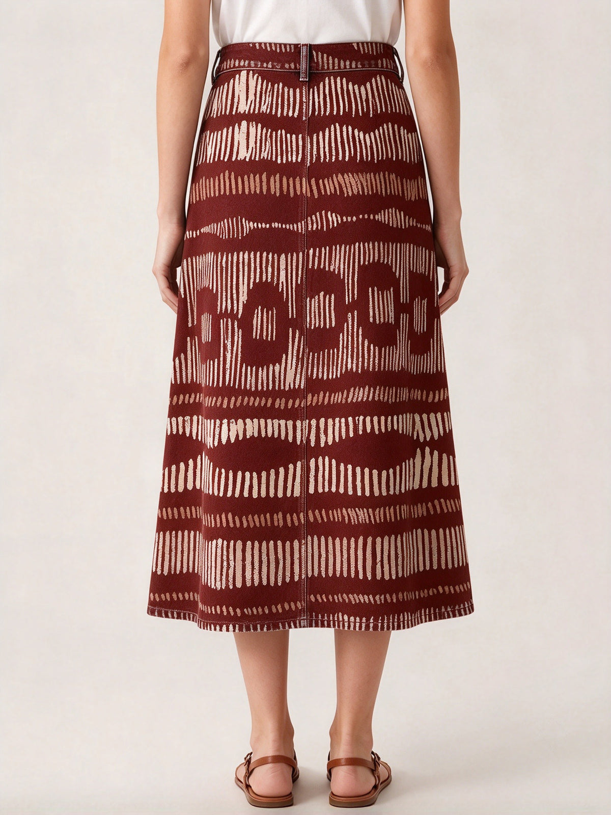 Sunset Mirage Trail Ankle-Length Denim Skirt