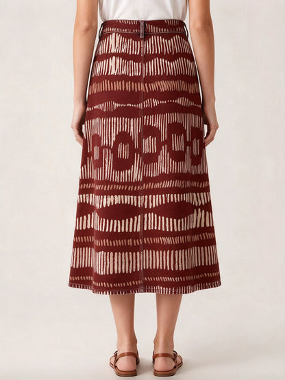 Sunset Mirage Trail Ankle-Length Denim Skirt