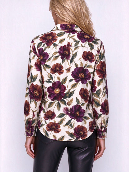 Canyon Rose Bloom Long Sleeve Denim Shirt