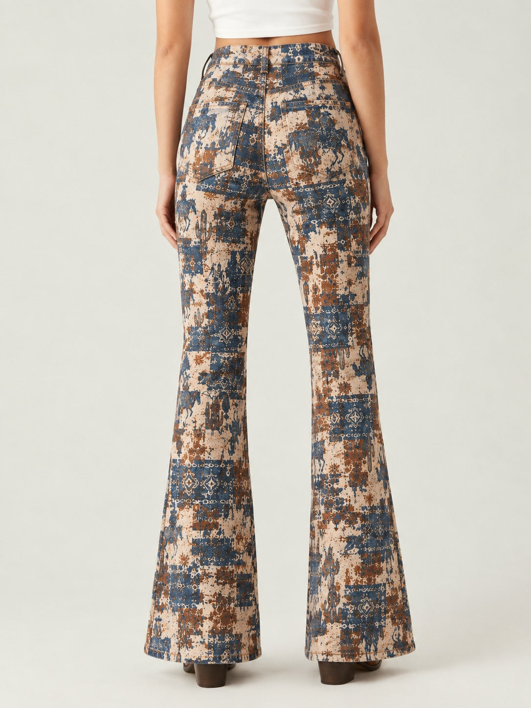 Desert Mirage Beige Bootcut Jeans – Back View – Riley – Beige, Navy Blue, Burnt Orange