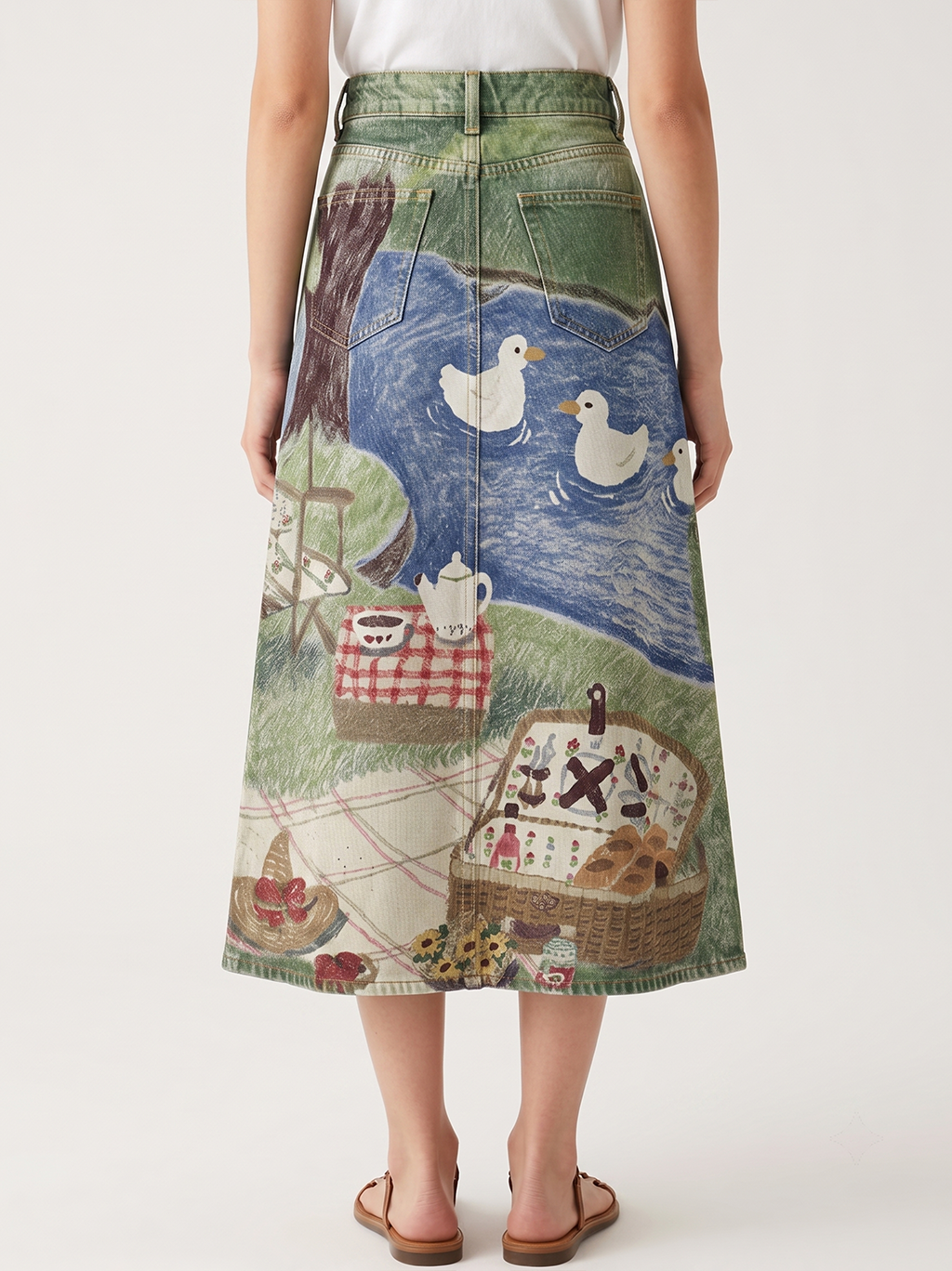 Duck Pond Picnic RB-SKT10 – Back View – Jessie – green