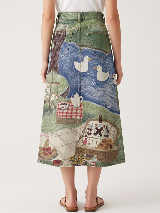 Duck Pond Picnic RB-SKT10 – Back View – Jessie – green