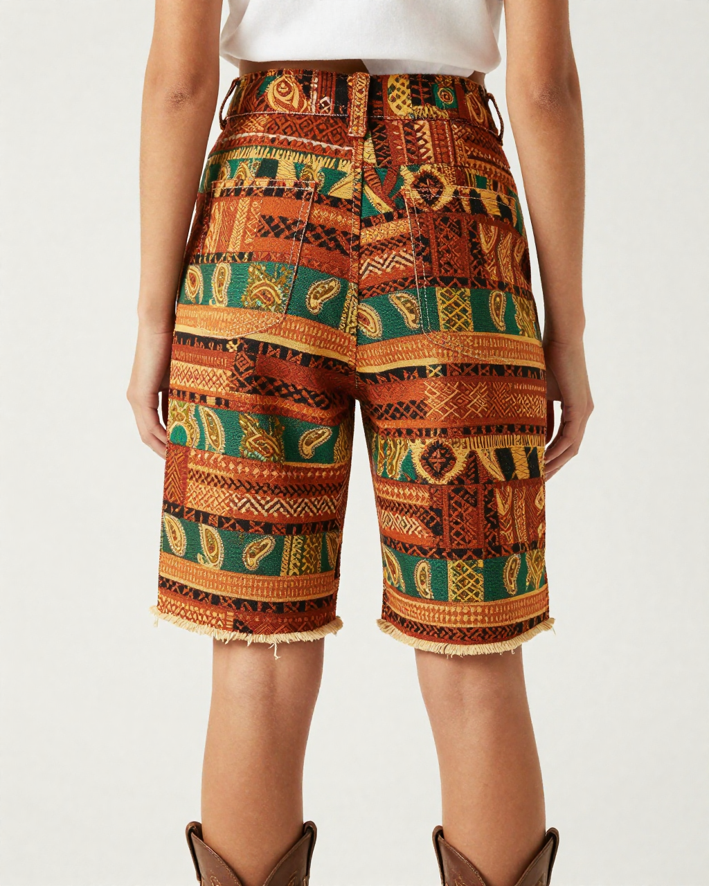 African Kente Paisley RB-BOT08 – Back View – Jessie – Golden Yellow / Black