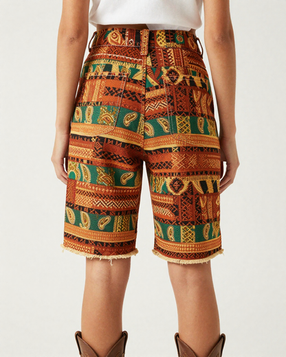 African Kente Paisley RB-BOT08 – Back View – Jessie – Golden Yellow / Black