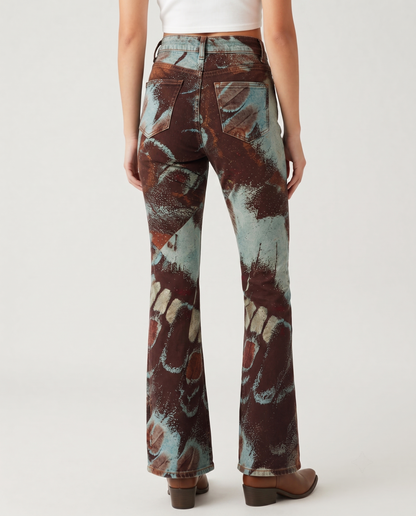Desert Handprint Bootcut Jeans – Back View – Riley – Dark Brown
