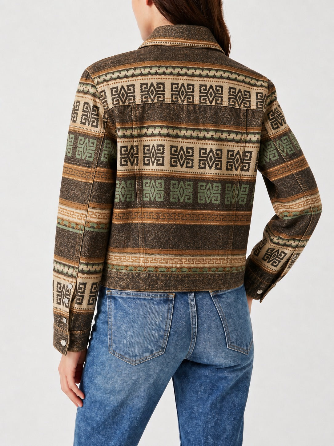 Prairie Echo Brown RB-JKT01 – Back View – Riley – brown, tan, olive, cream