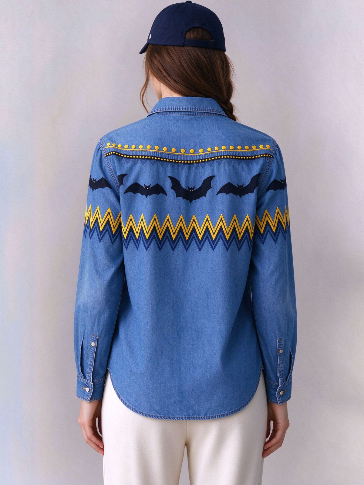 Midnight Batline Long Sleeve Denim Shirt