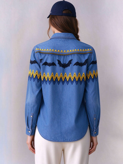 Midnight Batline Long Sleeve Denim Shirt