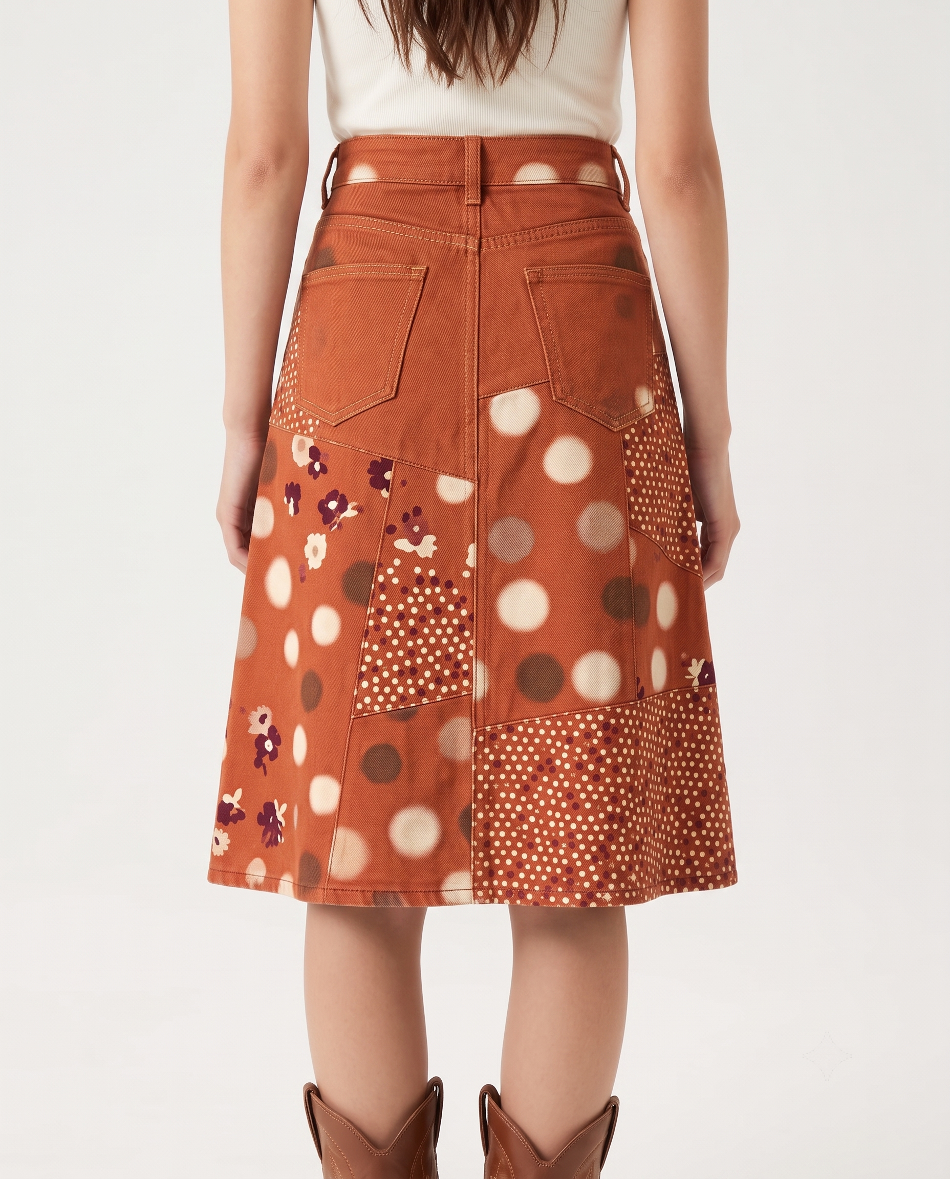 Rust Dots RB-SKT03 – Back View – Jessie – Rust Orange