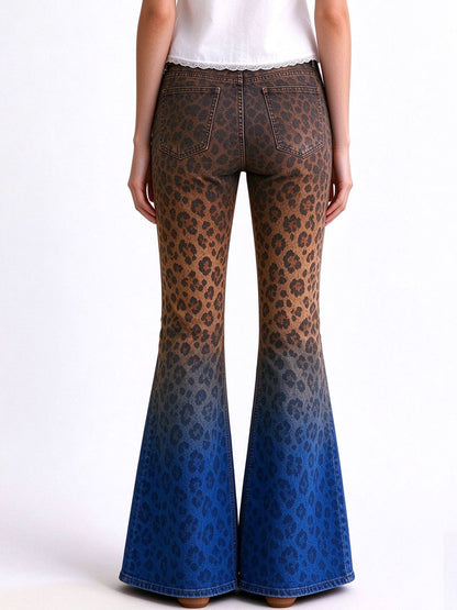 Rodeo Leopard Fade Flare Jeans