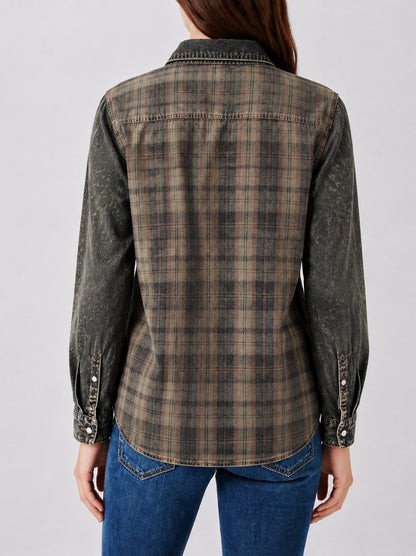 Prairie Drifter RB-TOP16 – Back View – Riley – denim blue, brown, olive
