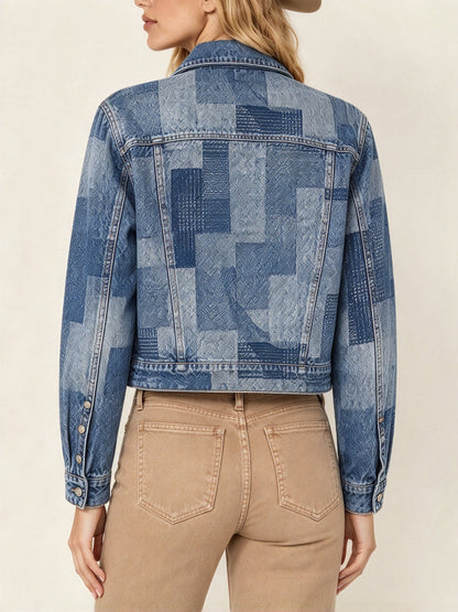 Frontier Quilt Cropped Denim Jacket