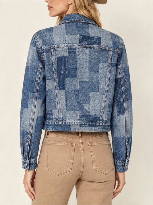 Frontier Quilt Cropped Denim Jacket