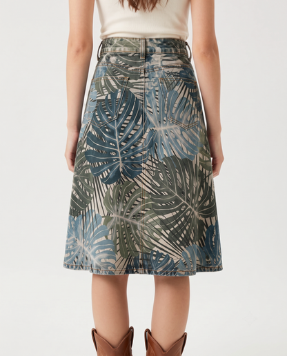 Medium Wash Leaves RB-SKT03 – Back View – Jessie – Medium Wash