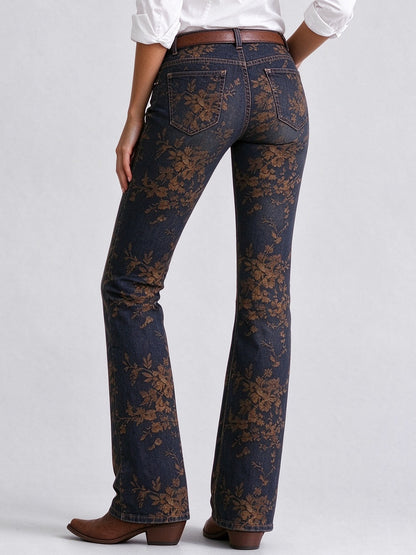 Prairie Night Bloom Low-Rise Bootcut Jeans
