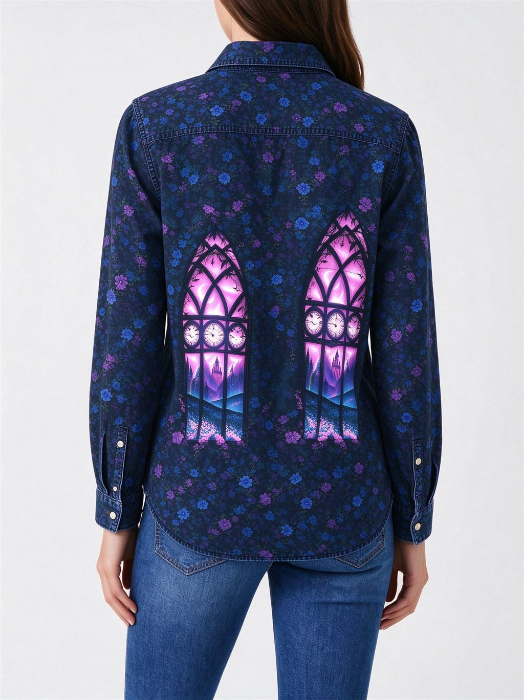Midnight Cathedral Long Sleeve Denim Shirt
