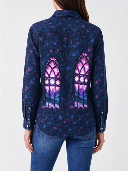 Midnight Cathedral Long Sleeve Denim Shirt