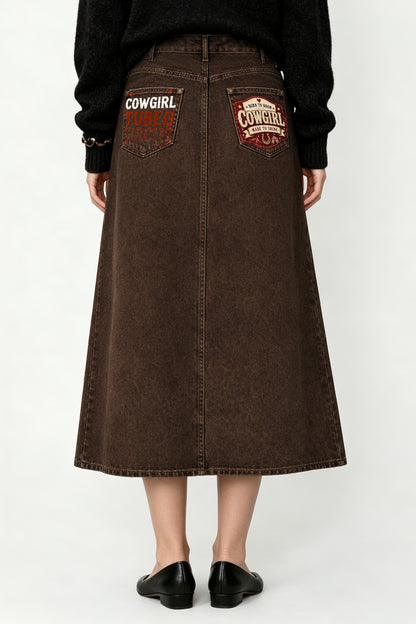 Frontier Circus Trail Ankle-Length Denim Skirt