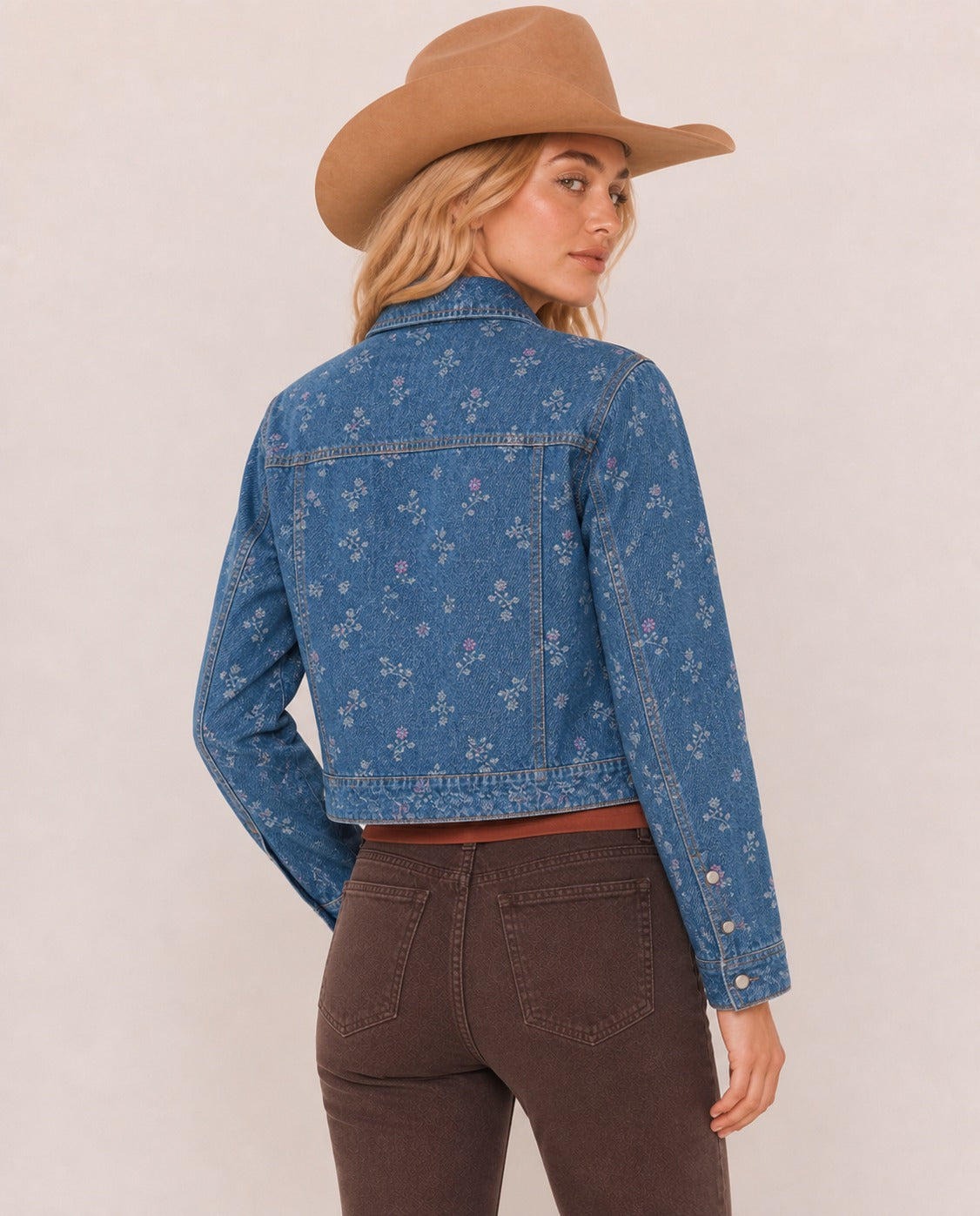 Prairie Bloom Denim RB-JKT01 – Back View – Riley – Denim Blue