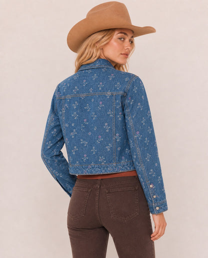 Prairie Bloom Denim RB-JKT01 – Back View – Riley – Denim Blue